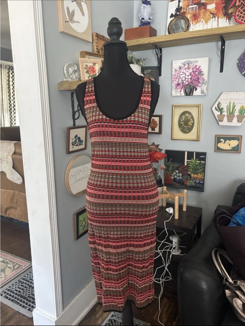Missoni Bodycon knit midi dress striped size S